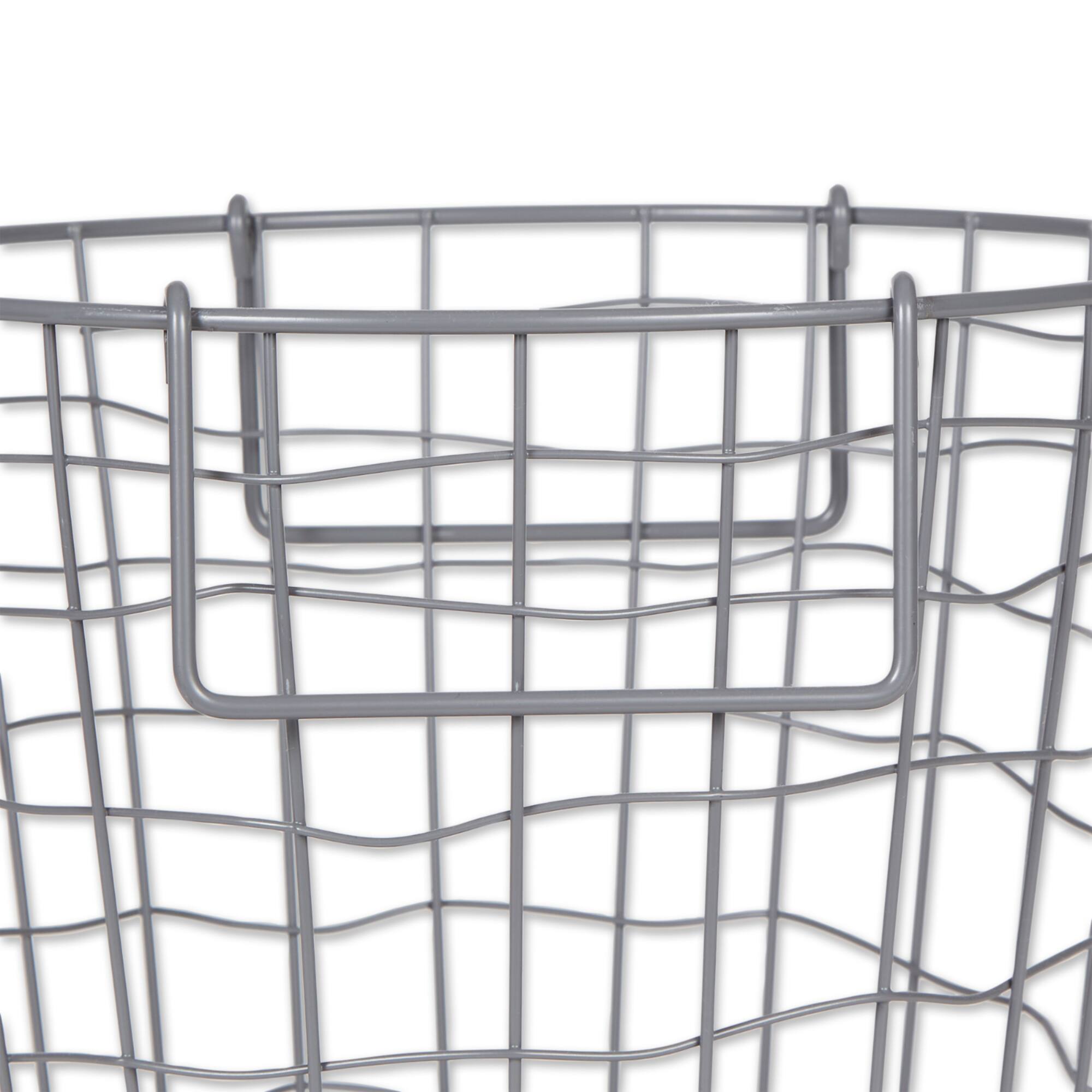 DII® Small Cool Gray Round Metal Basket